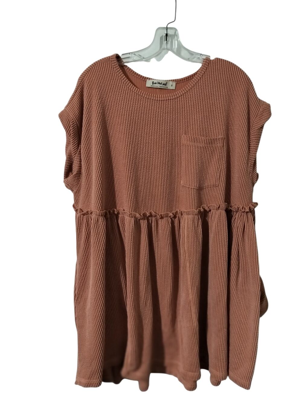 6047)Three Bird Nest Mauve Babydoll Subtle Escape Textured Boho Dress Small